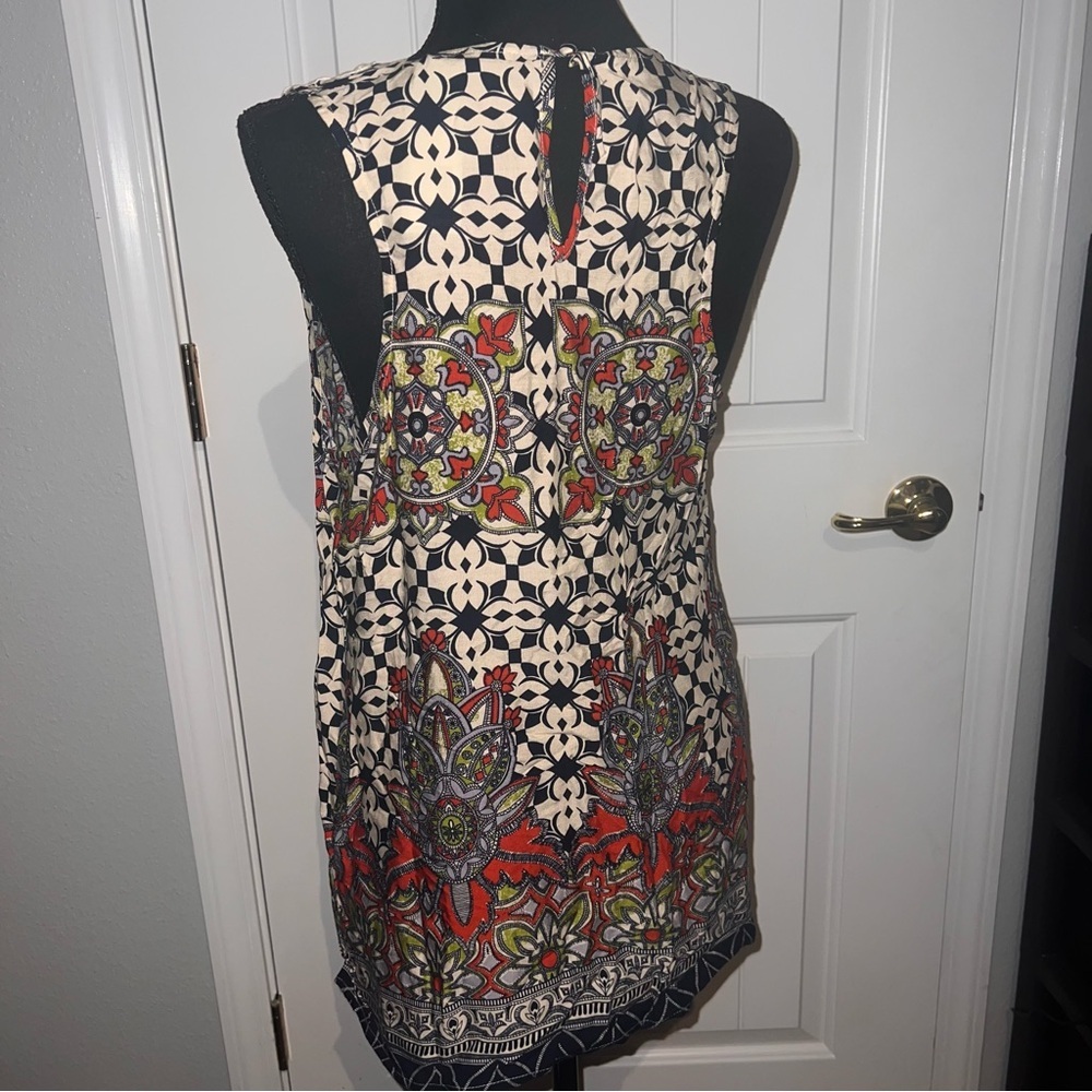 Fun 2 Fun Multi-Color L Tank Top Shirt Lace Top Boho Sleeveless Colorful - Picture 2 of 5